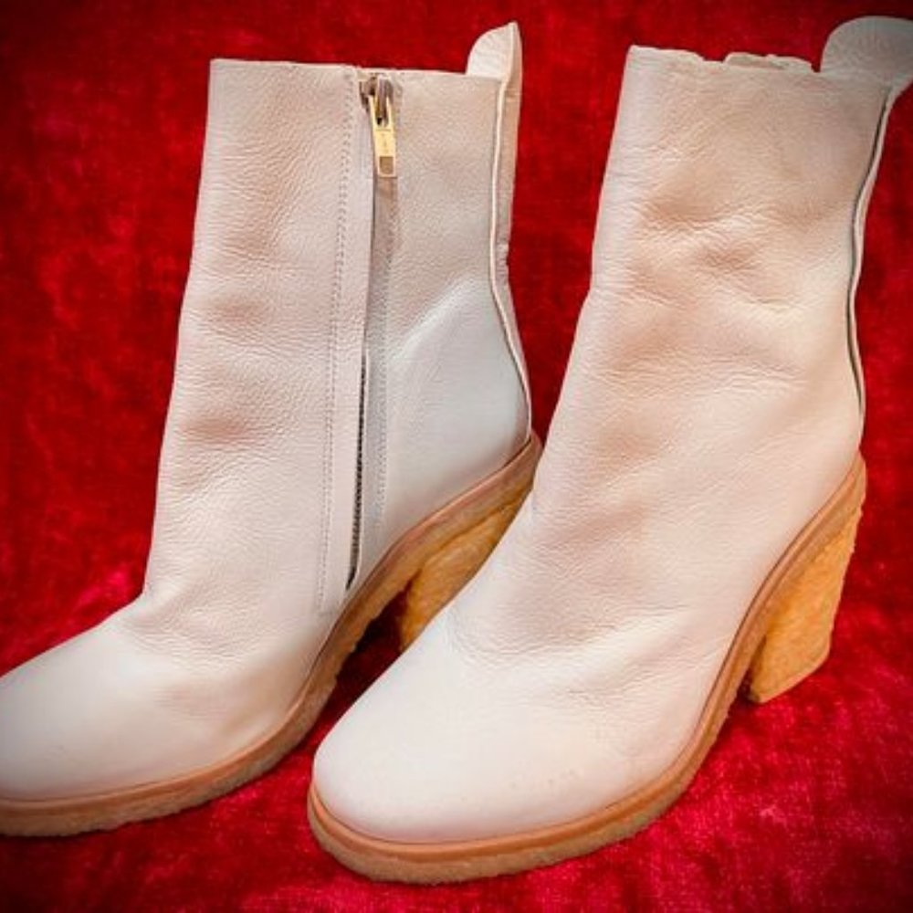 Beautiful WAL & PAI Briggs White Leather Mid Calf Boots Women’s EU Size 37